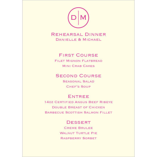 Circle Initials Menu Cards